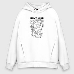 Толстовка оверсайз мужская In my mind in black, цвет: белый
