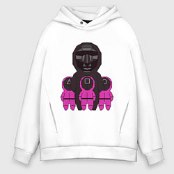 Толстовка оверсайз мужская Персонажи сериала игра в кальмара, цвет: белый