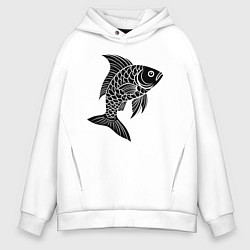 Толстовка оверсайз мужская Чешуйчатая рыба, цвет: белый
