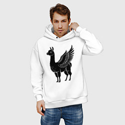 Толстовка оверсайз мужская Крылатая альпака, цвет: белый — фото 2