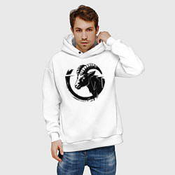 Толстовка оверсайз мужская Черный баран в круге, цвет: белый — фото 2