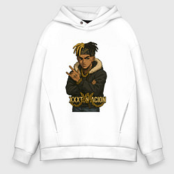 Толстовка оверсайз мужская XXXTentacion мультяшка, цвет: белый