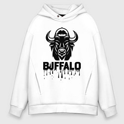 Толстовка оверсайз мужская Буйвол с каплями, цвет: белый