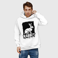 Толстовка оверсайз мужская Кролик в стиле граффити, цвет: белый — фото 2