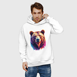 Толстовка оверсайз мужская Хозяин сибирской тайги, цвет: белый — фото 2