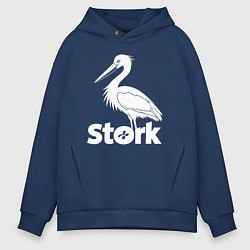 Толстовка оверсайз мужская Аисты в минимализме, цвет: тёмно-синий