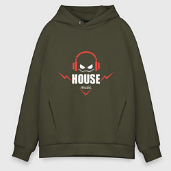 Толстовка оверсайз мужская House Music, цвет: хаки