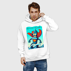Толстовка оверсайз мужская Super Bender - Japanese style, цвет: белый — фото 2