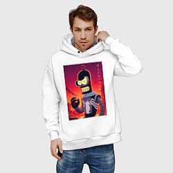 Толстовка оверсайз мужская Веном Бендер - мем, цвет: белый — фото 2