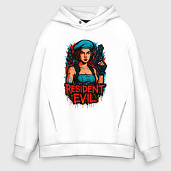 Толстовка оверсайз мужская Resident Evil Джилл Валентайн, цвет: белый