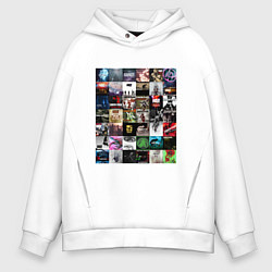 Толстовка оверсайз мужская Linkin Park - обложки, цвет: белый