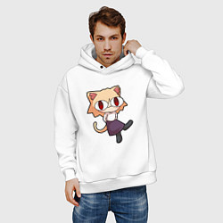 Толстовка оверсайз мужская Неко арк - кот и пистолет, цвет: белый — фото 2