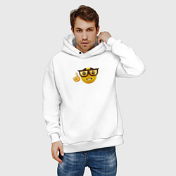Толстовка оверсайз мужская Смайл-ботан, цвет: белый — фото 2