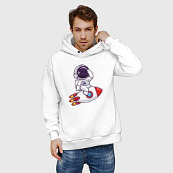 Толстовка оверсайз мужская Rocket man, цвет: белый — фото 2
