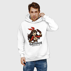 Толстовка оверсайз мужская Эмбер из Genshin Impact, цвет: белый — фото 2
