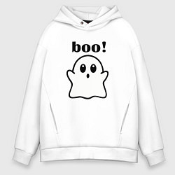 Толстовка оверсайз мужская Хэллоуин, милое привидение, цвет: белый