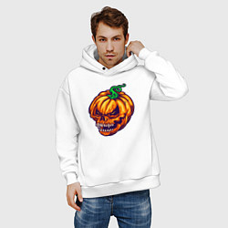 Толстовка оверсайз мужская Monster pumpkin, цвет: белый — фото 2
