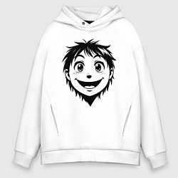 Толстовка оверсайз мужская Улыбчивый аниме-мальчик, цвет: белый