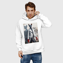 Толстовка оверсайз мужская Cat girl Cornish Rex - ai art fantasy, цвет: белый — фото 2
