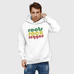 Толстовка оверсайз мужская Roots rock reggae, цвет: белый — фото 2