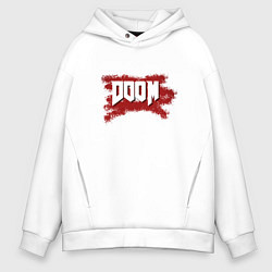 Толстовка оверсайз мужская Doom with blood, цвет: белый