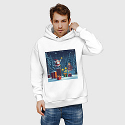 Толстовка оверсайз мужская Дед Морозио и Принцесса Снегурочка: вперёд за звёз, цвет: белый — фото 2