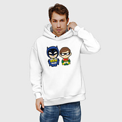 Толстовка оверсайз мужская Batman and Robin kids, цвет: белый — фото 2