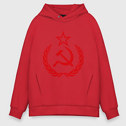 Толстовка оверсайз мужская СССР герб, цвет: красный