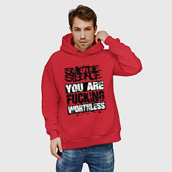 Толстовка оверсайз мужская Suicide Silence: You are Fucking, цвет: красный — фото 2