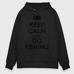 Мужское худи оверсайз Keep Calm & Go fishing