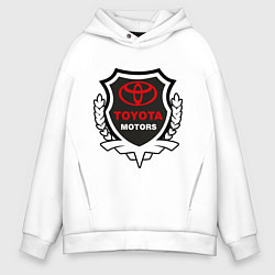 Толстовка оверсайз мужская Тойота моторс герб, цвет: белый