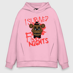 Толстовка оверсайз мужская I Survived Five Night, цвет: светло-розовый
