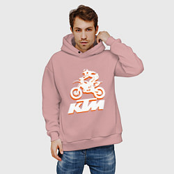 Толстовка оверсайз мужская KTM белый, цвет: пыльно-розовый — фото 2