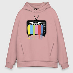 Толстовка оверсайз мужская Телевизор, цвет: пыльно-розовый