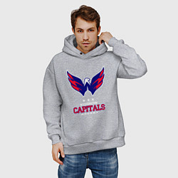 Толстовка оверсайз мужская Washington Capitals, цвет: меланж — фото 2