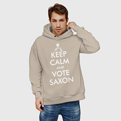 Толстовка оверсайз мужская Keep Calm & Vote Saxon, цвет: миндальный — фото 2