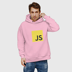 Толстовка оверсайз мужская JS return true; (black), цвет: светло-розовый — фото 2