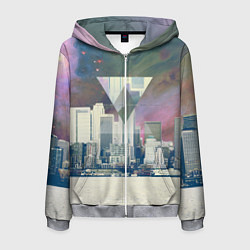 Толстовка 3D на молнии мужская Хипстер, цвет: 3D-меланж