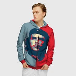 Толстовка 3D на молнии мужская Che Guevara, цвет: 3D-красный — фото 2