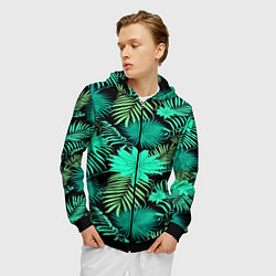 Толстовка 3D на молнии мужская Tropical pattern, цвет: 3D-черный — фото 2