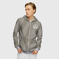 Толстовка 3D на молнии мужская Linkin Park: Grey style, цвет: 3D-меланж — фото 2