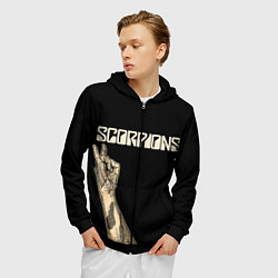 Толстовка 3D на молнии мужская Scorpions Rock, цвет: 3D-черный — фото 2