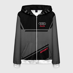 Толстовка 3D на молнии мужская Audi: Crey & Black, цвет: 3D-белый