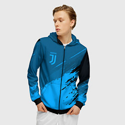 Толстовка 3D на молнии мужская FC Juventus: Blue Original, цвет: 3D-черный — фото 2