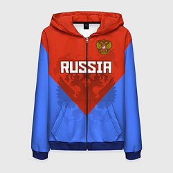 Толстовка 3D на молнии мужская Russia Red & Blue, цвет: 3D-синий