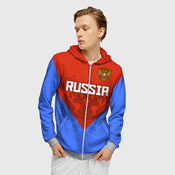 Толстовка 3D на молнии мужская Russia Red & Blue, цвет: 3D-меланж — фото 2