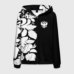 Мужская толстовка на молнии Russia: B&W Floral