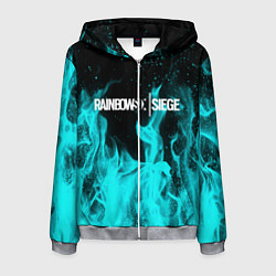 Толстовка 3D на молнии мужская R6S: Turquoise Flame, цвет: 3D-меланж