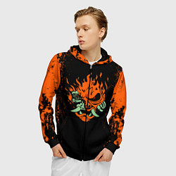 Толстовка 3D на молнии мужская Cyberpunk 2077: SAMURAI, цвет: 3D-черный — фото 2