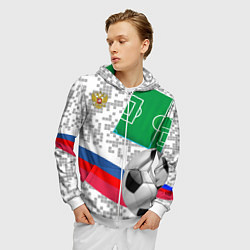Толстовка 3D на молнии мужская Русский футбол, цвет: 3D-белый — фото 2